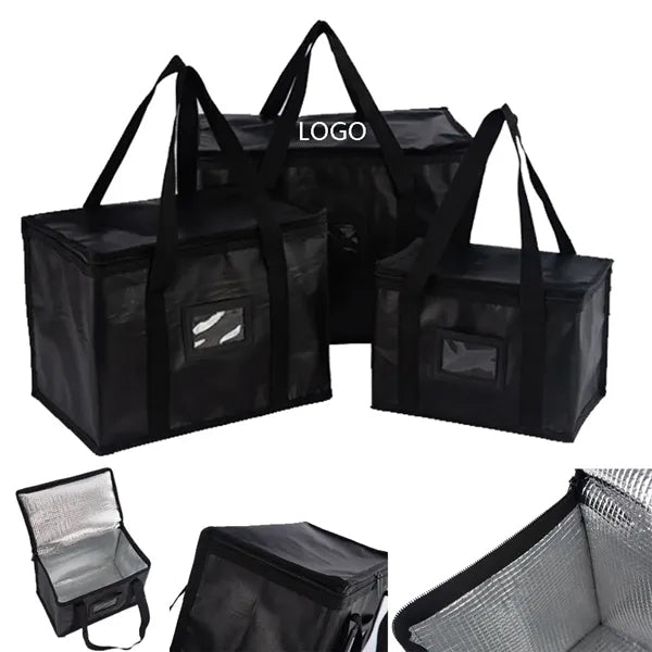 13'' Delivery Insulated Bag With Zippered Top & Clear Window