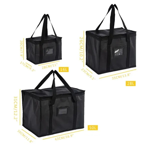 13'' Delivery Insulated Bag With Zippered Top & Clear Window