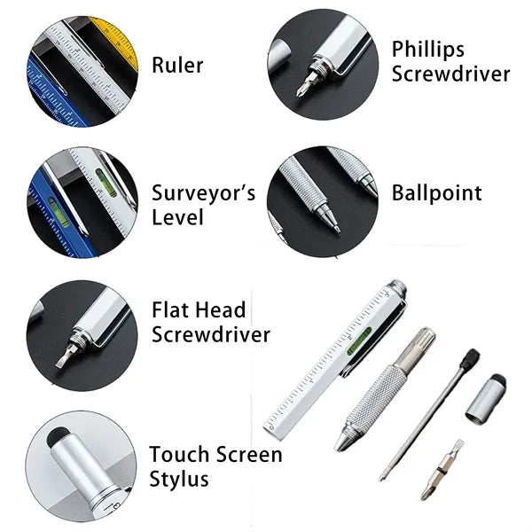 6-in-1 Multi-Tool Pen Ultimate Ruler Stylus Flat Water-Based