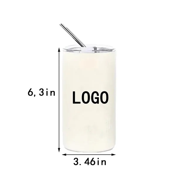 Cylindrical Stainless Steel Insulated Mug With Straw