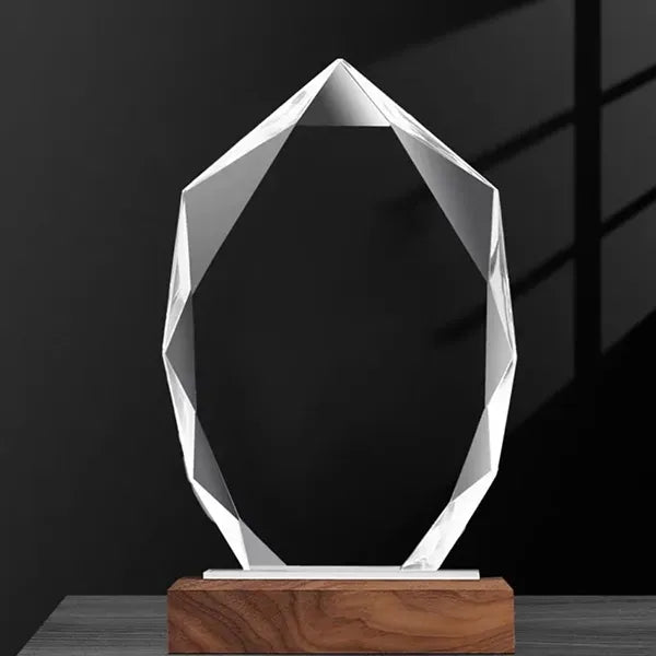 Crystal Arrowhead Award with Wood Base