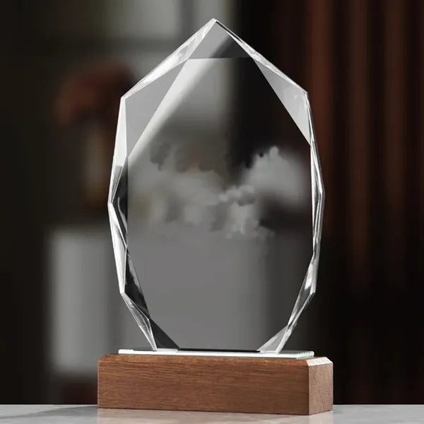 Crystal Arrowhead Award with Wood Base