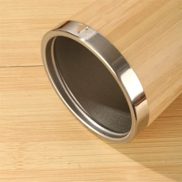 12OZ. Stainless Steel Bamboo Travel Mug with Handle and Lid