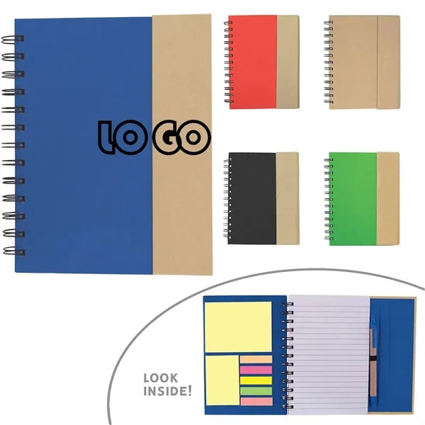 Eco-Recycled Journal w/Sticky Notes, Flags & Pen