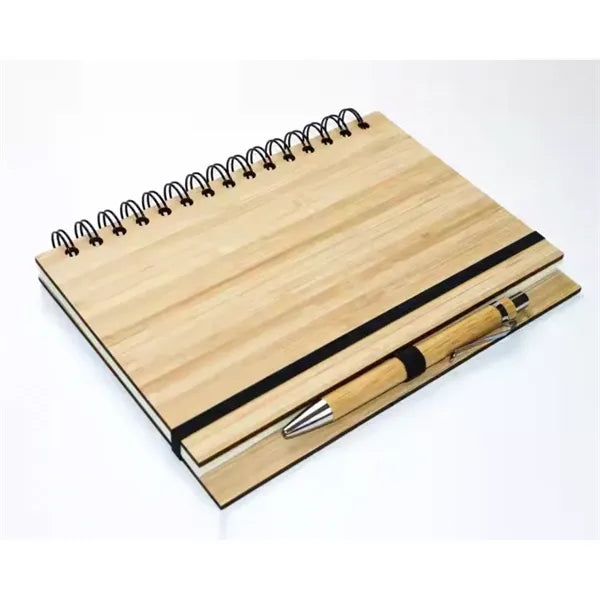 A5 Eco-Friendly Natural Bamboo Hardcover Notebooks with Pen
