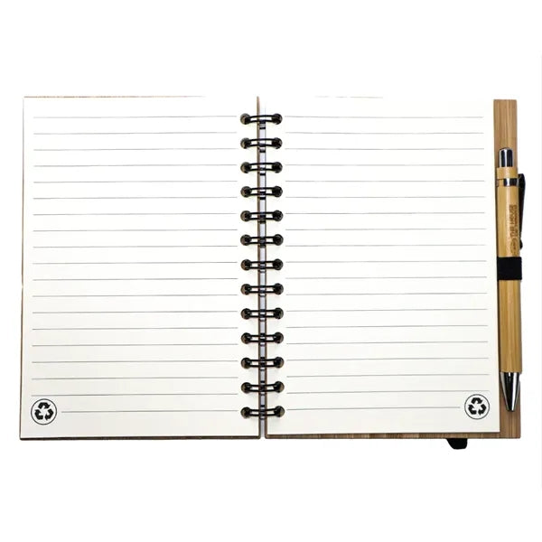 A5 Eco-Friendly Natural Bamboo Hardcover Notebooks with Pen