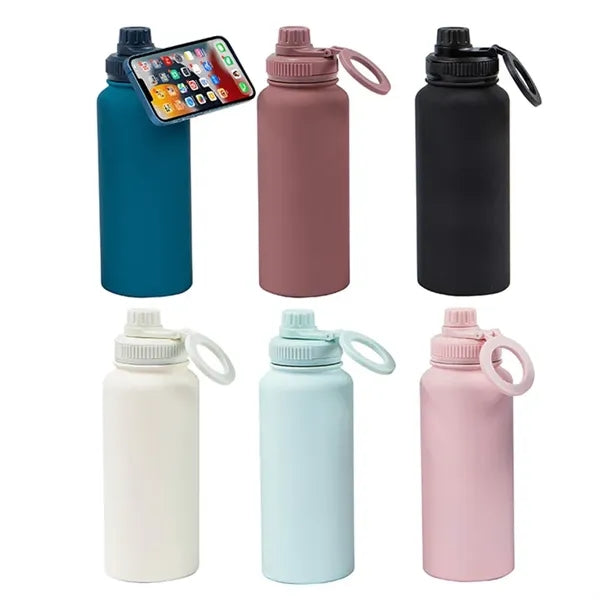 Gym water bottle with magnetic holder