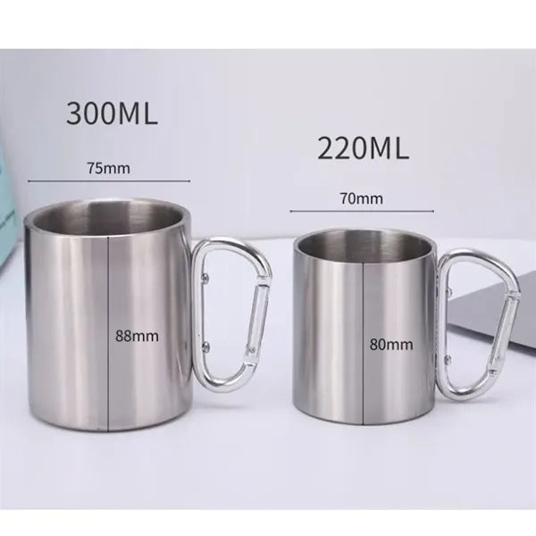 Stainless Steel Double Walled Mug with Carabiner Handle