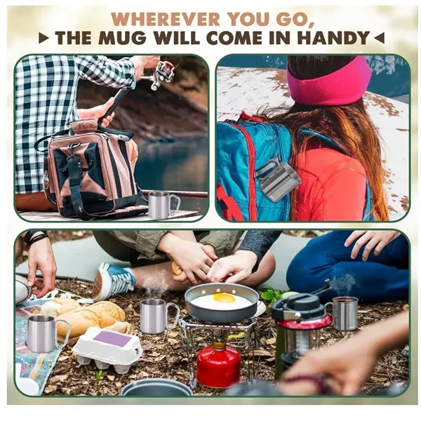 Stainless Steel Double Walled Mug with Carabiner Handle