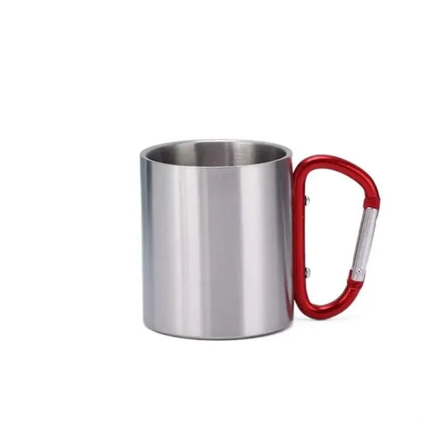 Stainless Steel Double Walled Mug with Carabiner Handle