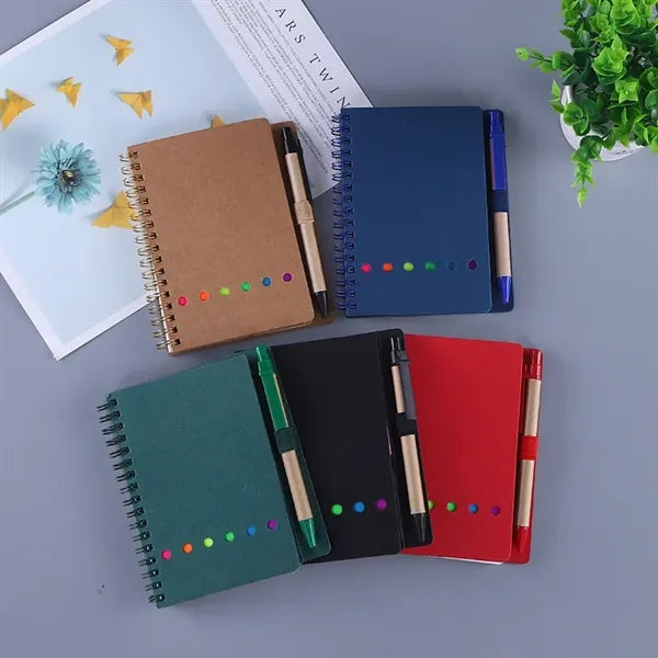 Lined Spiral Notebook Cover Notepad with Pen