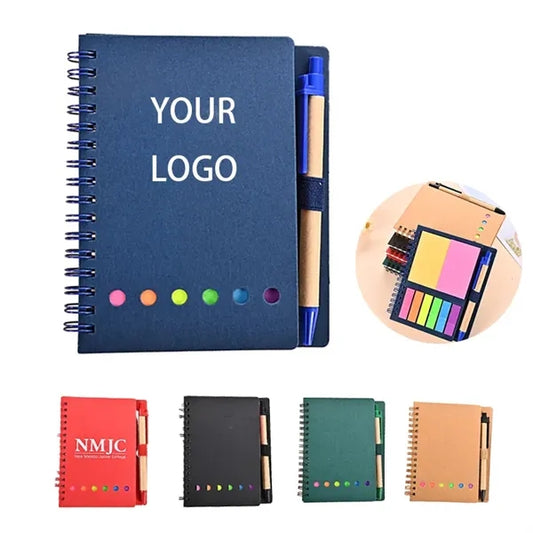 Lined Spiral Notebook Cover Notepad with Pen