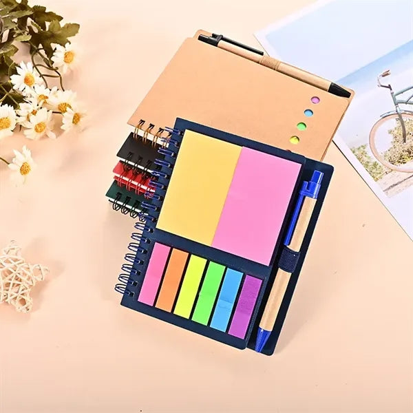 Lined Spiral Notebook Cover Notepad with Pen