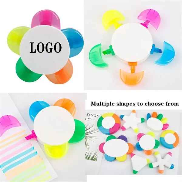 5-in-1 Petals Flower Shape Watercolor Highlighter Pen