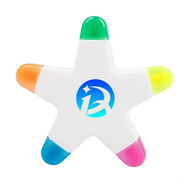 Star Shape 5-Color Fluorescent Pen Marker Highlighter