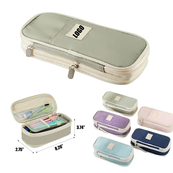 Double-Layer Multifunctional Canvas Stationery Bag