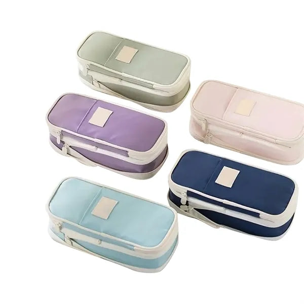 Double-Layer Multifunctional Canvas Stationery Bag