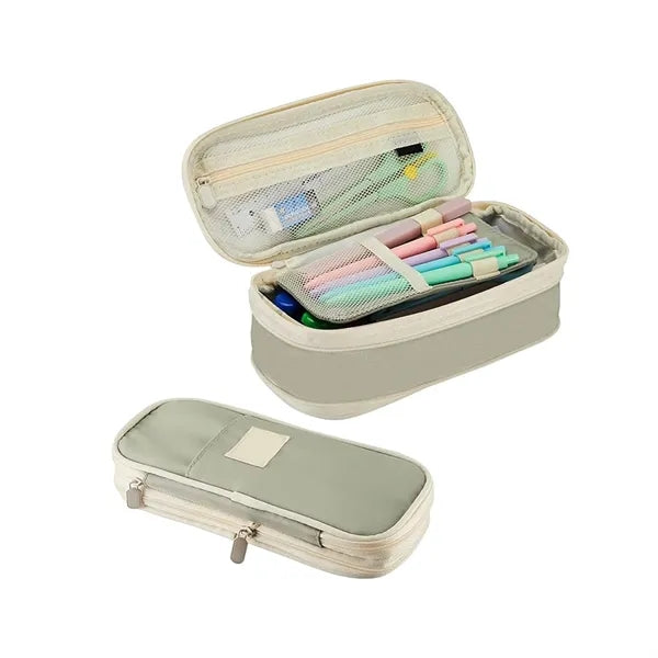 Double-Layer Multifunctional Canvas Stationery Bag