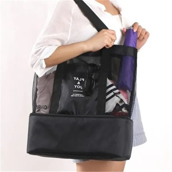 Travel Mesh Picnic Lunch Insulation Beach Cooler Tote Bag