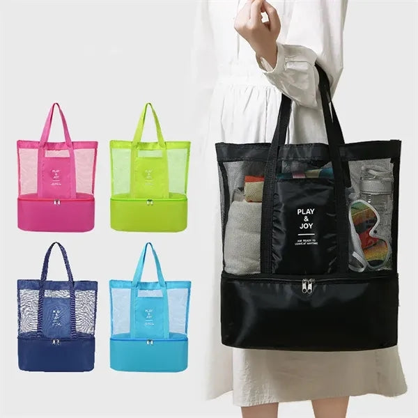Travel Mesh Picnic Lunch Insulation Beach Cooler Tote Bag