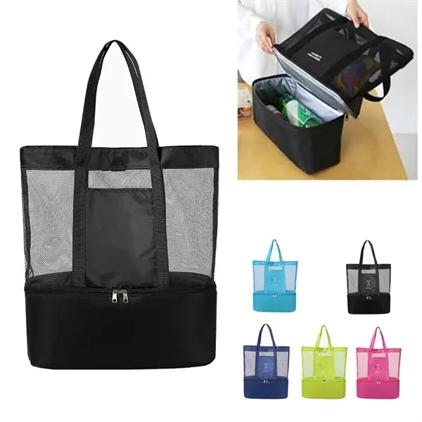 Travel Mesh Picnic Lunch Insulation Beach Cooler Tote Bag