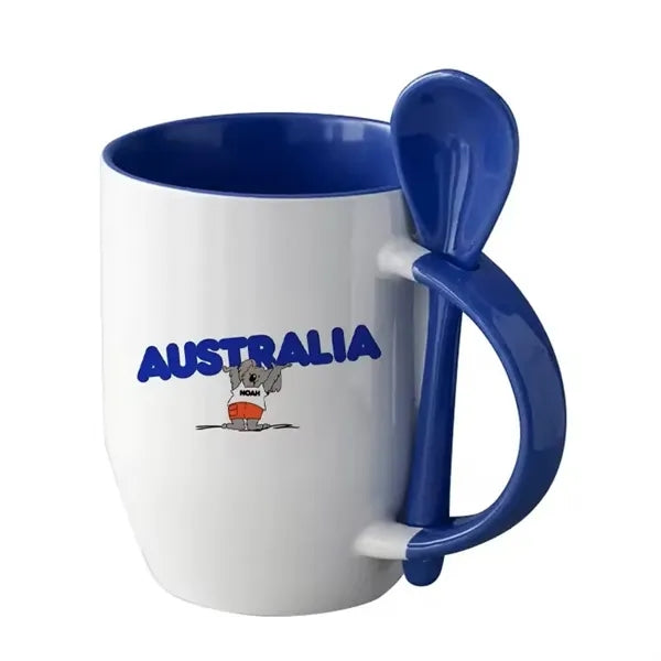 Sublimation Blanks Dishwasher Ceramic Coffee Mugs with Spoon