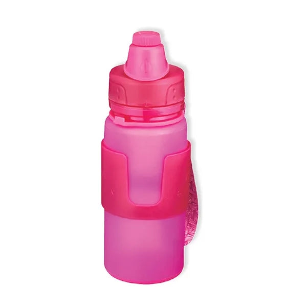 12 oz Foldable Silicone Sports Bottle With Lanyard