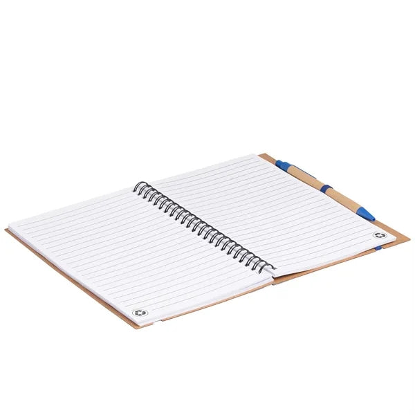 Kraft Hard Cover Spiral Notebook with Pen - ColorJet