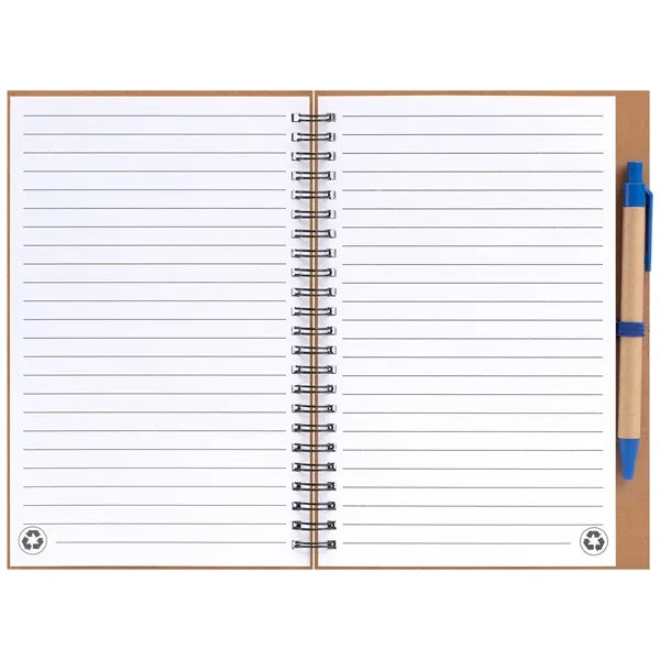 Kraft Hard Cover Spiral Notebook with Pen