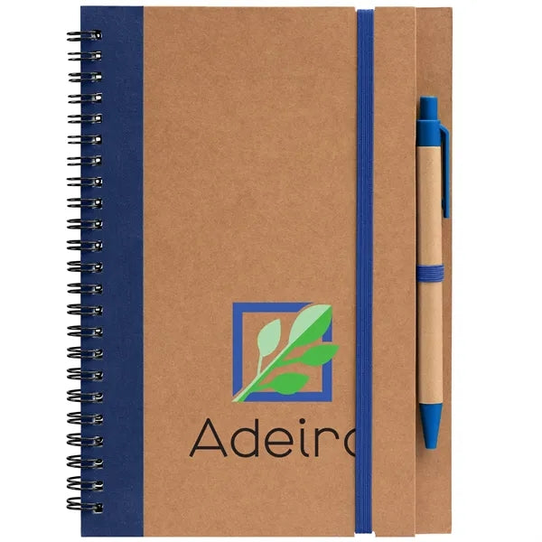 Kraft Hard Cover Spiral Notebook with Pen - ColorJet