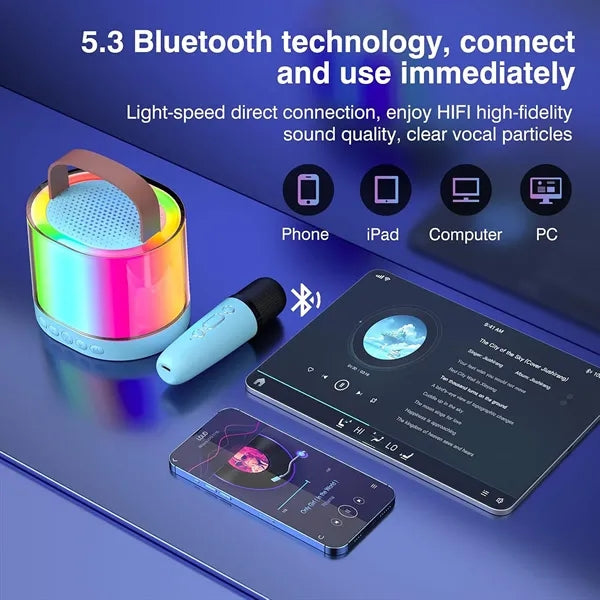 Portable Bluetooth Karaoke Speaker With 2 Wireless Mics