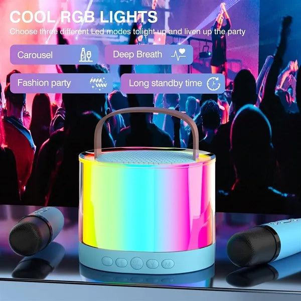 Portable Bluetooth Karaoke Speaker With 2 Wireless Mics