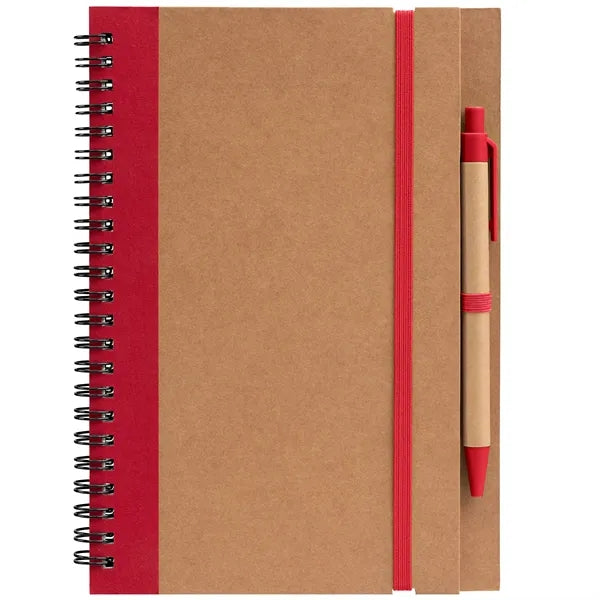 Kraft Hard Cover Spiral Notebook with Pen