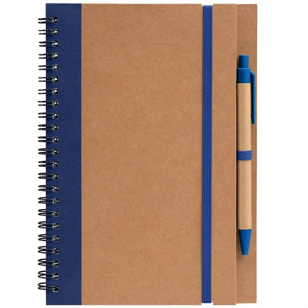 Kraft Hard Cover Spiral Notebook with Pen