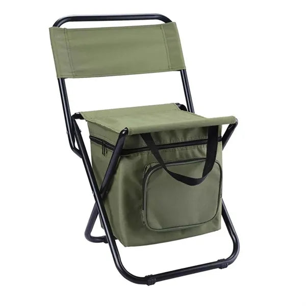 Outdoor Folding Stool With Cooler Bag For Fishing