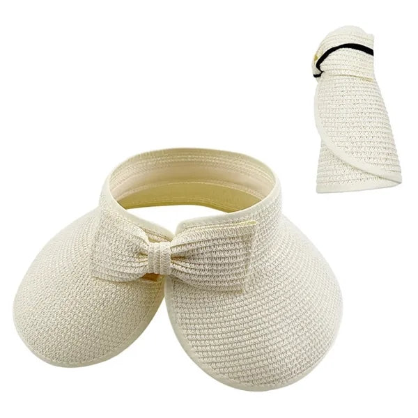 Foldable Wide Brim Straw Sun Visor Hat