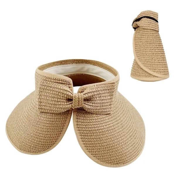 Foldable Wide Brim Straw Sun Visor Hat
