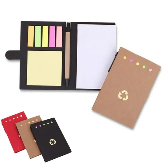 Recycled Memo Pad with Pen, Sticky Notes & Tabs
