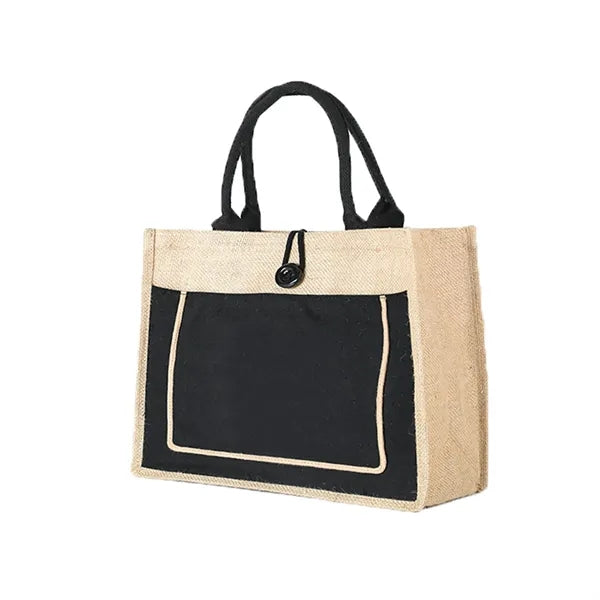 Pocket Jute Tote Bag with Gusset