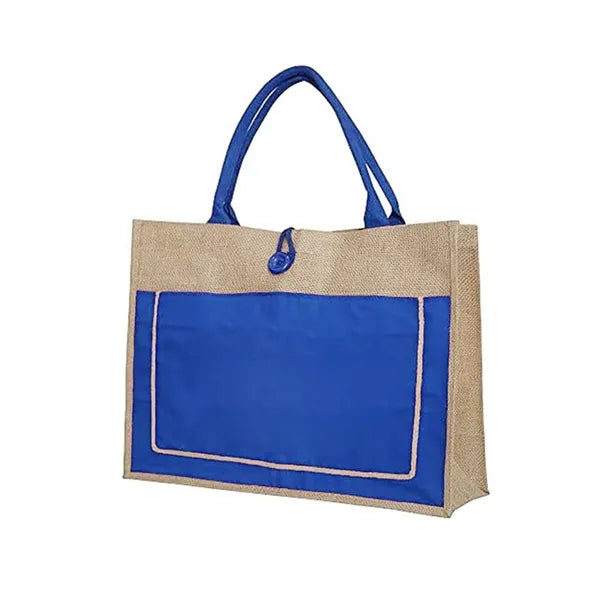 Pocket Jute Tote Bag with Gusset
