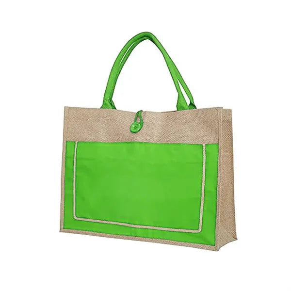 Pocket Jute Tote Bag with Gusset