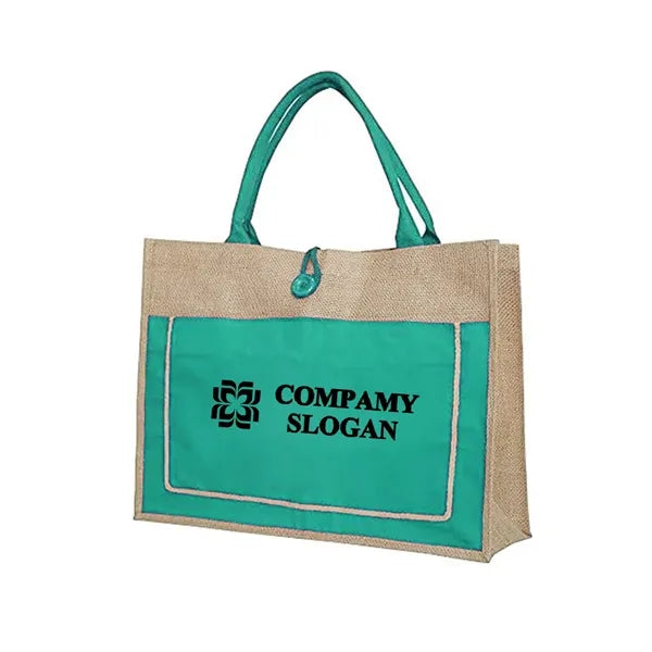 Pocket Jute Tote Bag with Gusset