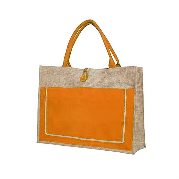 Pocket Jute Tote Bag with Gusset