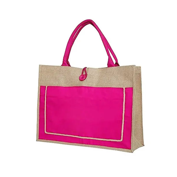 Pocket Jute Tote Bag with Gusset