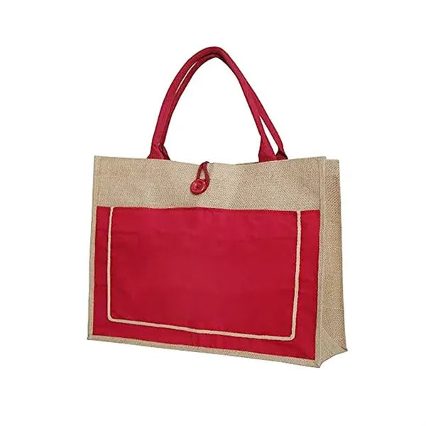 Pocket Jute Tote Bag with Gusset