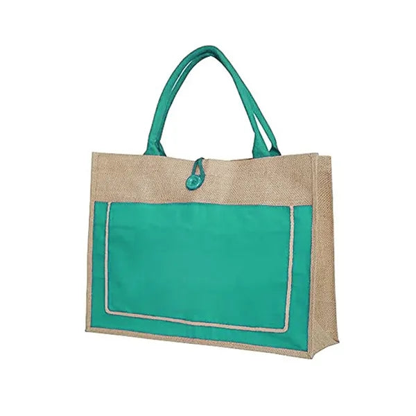 Pocket Jute Tote Bag with Gusset