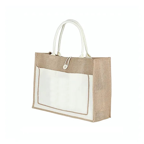Pocket Jute Tote Bag with Gusset