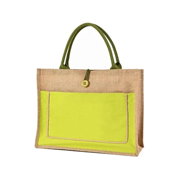 Pocket Jute Tote Bag with Gusset