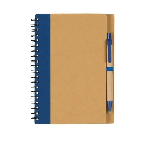 Eco-Inspired Soft Cover Kraft Spiral Notebook With Pen