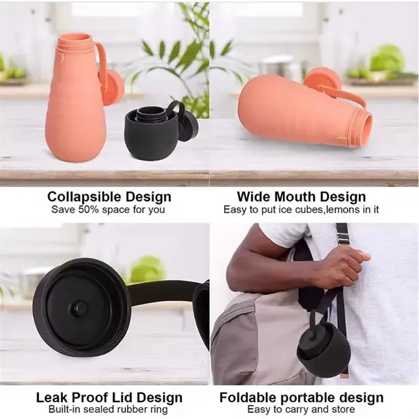 Silicone 17 oz Collapsible Portable Water Bottle